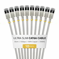 Startech - 30 cm-es szürke, ultravékony Cat6a Ethernet kábel, 10 darab - 6ASTP34GRS30CM10PK