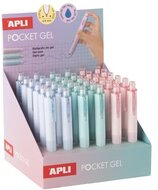 Mini zseléstoll display, 0,5 mm, nyomógombos, APLI "Pocket Gel", vegyes pasztell színek, (36 db)