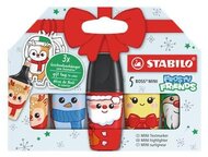 Szövegkiemelő készlet, 2-5 mm, STABILO "Boss Mini Frosty Friends", 5 különböző szín, (5 db)
