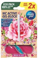 WC tisztító blokk, 2x45 g, AMBI PUR, rózsa és liliom, (2 db)
