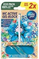 WC tisztító blokk, 2x45 g, AMBI PUR, vízi virágok, (2 db)