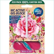 WC tisztító blokk, 45 g, AMBI PUR, rózsa és liliom