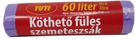 Szemeteszsák, köthető füles, 60 l, 16 db, 60x75 cm, 18 µ, TUTI, lila, (16 db)