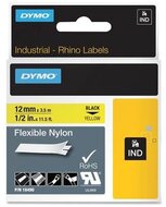 Feliratozógép szalag, flexibilis ID, 12 mm x 3,5 m, DYMO "Rhino", sárga-fekete