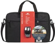 Notebook táska, 15,6", vezeték nélküli egérrel, RIVACASE "Regent 8038", fekete