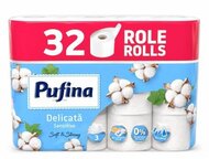 Toalettpapír, 3 rétegű, kistekercses, 32 tekercs, PUFINA "Sensitive", illatmentes, (32 tek)