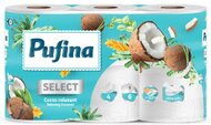 Toalettpapír, 4 rétegű, kistekercses, 6 tekercs, PUFINA "Relaxing Coconut", kókusz illattal, (6 tek)