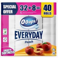 Toalettpapír, 3 rétegű, kistekercses, 32+8 tekercs, OOOPS "Everyday", barack illat, (40 tek)