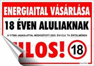 Információs matrica, 11,6x16,6 cm, "Energiaital vásárlása 18 éven aluliaknak tilos!"