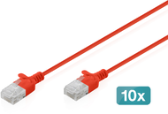 Assmann-DIGITUS CAT 6 U-UTP Slim Patch kábel, 1,5 m, piros, 10 darab - DK-1618-015S-R-10