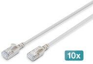 DIGITUS CAT 6A F-FTP Slim Patch kábel, 0,3 m, szürke, 10 darab - DK-1632-A-003S-10