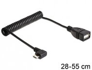 Delock - USB micro-B forgatott/USB 2.0-A M/F OTG csavaros kábel 0,5m - 83354