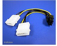 Akasa - 2x 4pin Molex - 6pin PCIe adapter 10cm - AK-CB4-6