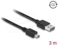Delock - EASY-USB 2.0 A-típusú kábel - USB 2.0 Mini-B típusú kábel, 3 m, fekete - 83364