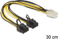 Delock - PCI Express táp 6pin /2 x 8pin F/M kábel 0,3m - 83433