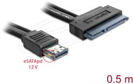 Delock - eSATApd 12 V > SATA 22 tűs 2.5 / 3.5 HDD 0.5 m - 84402