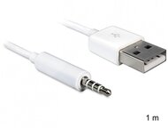 Delock - USB A->Jack stereo 3,5mm M/M adatkábel 1m iPod-hoz fehér - 83182