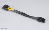 Akasa 4pin ATX12V - 8(4+4)pin F/M tápkábel 15cm - AK-CBPW10-15BK