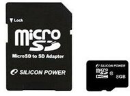 SILICON POWER MICRO SD CARD 8GB SD adapter CL10