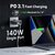 UGREEN - Nexode hálózati töltő, 140W, 3 port, GaN, PD 3.1, 2x USB-C, 1x USB-A - Szürke - 90549