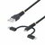 Startech - 1 m-es strapabíró USB többfunkciós töltőkábel 3 az 1-ben, USB - USB-C Micro Lightning, Apple Mfi tanúsítvánnyal - RLTCUB1MBK