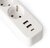 ENTAC - Elosztósor, 3 aljzat, 1,5 m, USB, kapcsolóval, fehér - ESES1.5G3-1.5-SW-2UA1UC