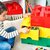 Tárolódoboz, fiókos, LEGO "Brick", sárga