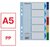 Regiszter, műanyag, A5, 5 részes, ESSELTE, színes