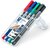 Alkoholos marker készlet, 0,6/1,5 mm, kúpos, kétvégű, STAEDTLER "Lumocolor® duo 348", 4 különböző szín, (4 db)