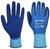 Védőkesztyű, latex, latexhab, tenyerén mártott, L méret "Liquid Pro", kék